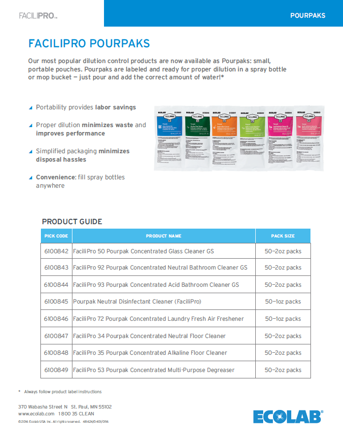 FACILIPRO Neutral Disinfectant Cleaner PourPak