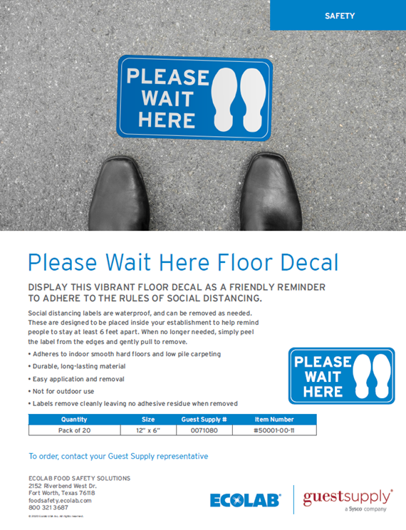 Wait Here Floor Decal Sell Sheet