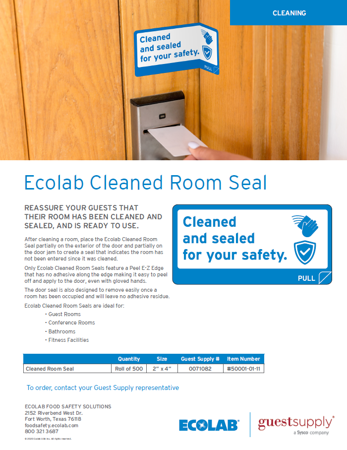 Cleaned Room Seal Sell Sheet