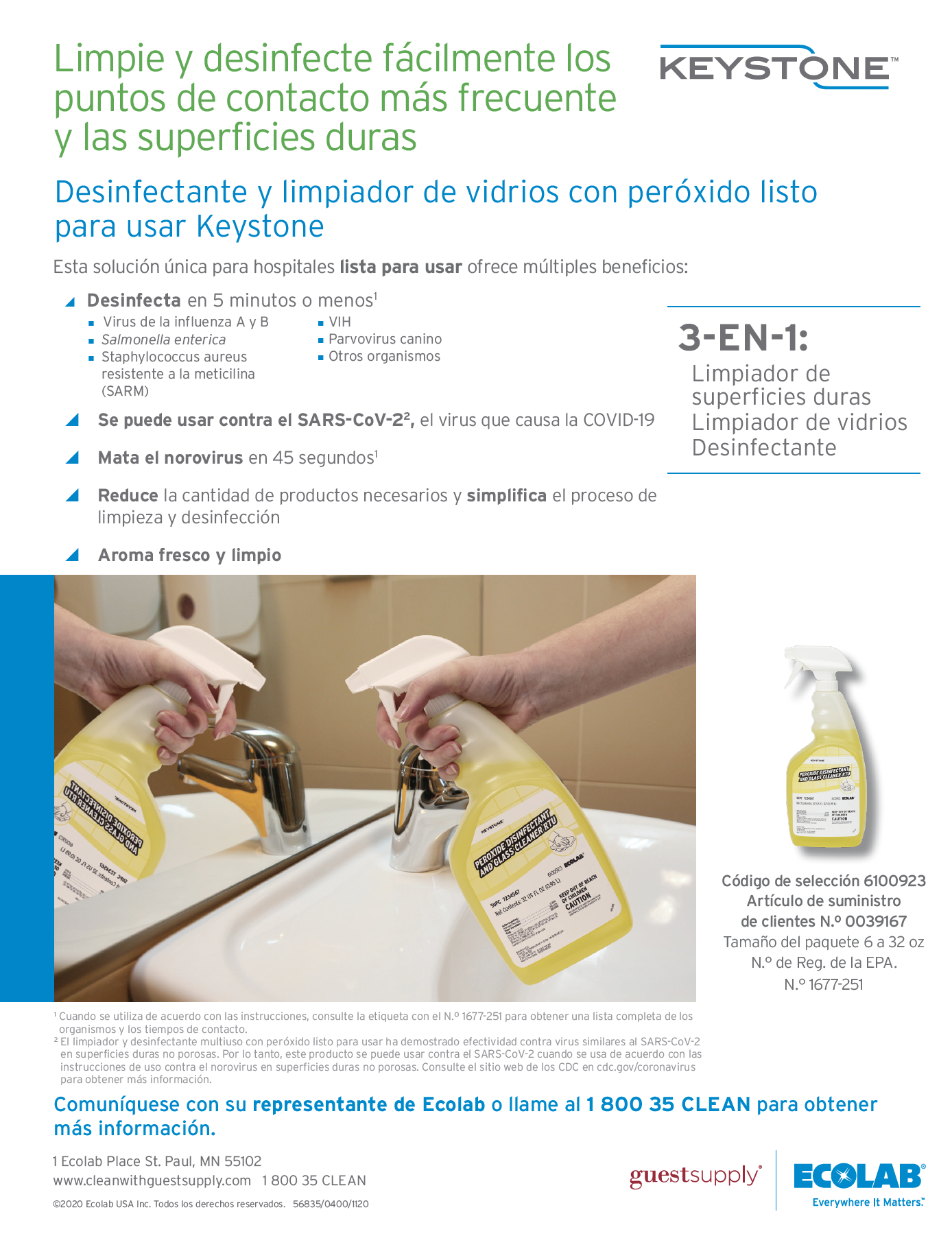 Keystone Peroxide Disinfectant Glass Cleaner RTU