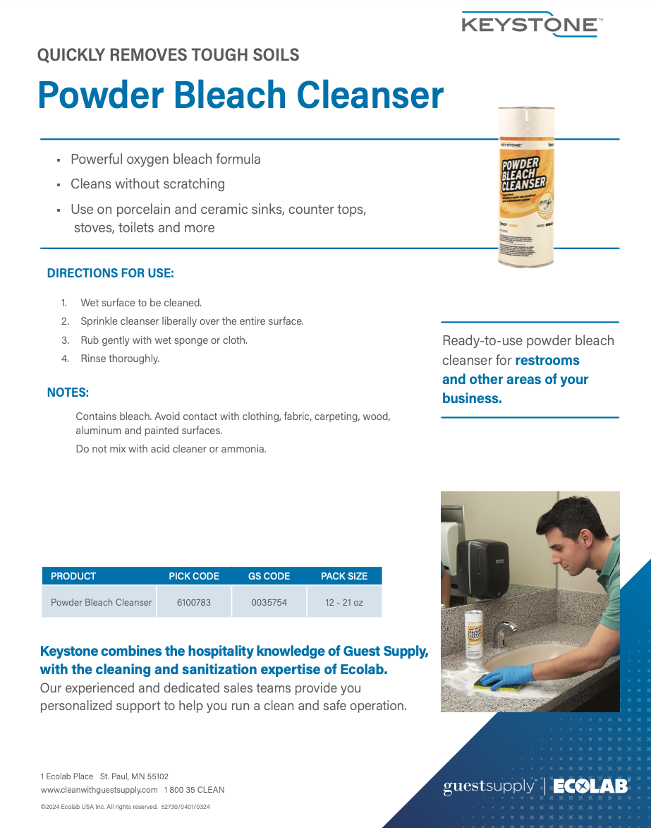 Keystone Powder Bleach Cleanser Sell Sheet